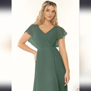 Azazie RYLEE Eucalyptus Green maxi long gown bridesmaid dress Size A4 4 NWT